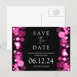 Christmas Save The Date Gold Winter Rose Gold Announcement Postcard