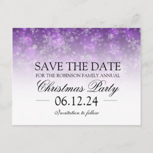 Christmas Save The Date Holiday Sparkle Purple Announcement Postcard