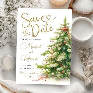 Christmas Save The Date Holiday Wedding Elegant  Invitation