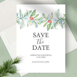 Christmas Save The Date Invitation Watercolor