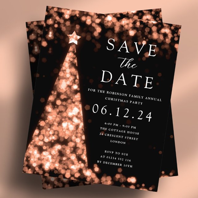 Christmas Save The Date Rose Gold Glam Invite Flyer (Christmas Save The Date Rose Gold Glam Invite Flyer)