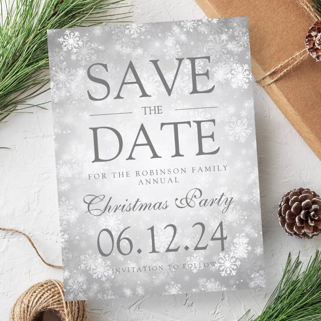 Christmas Save The Date Winter Silver  Announcement Postcard (Christmas Save The Date Winter Silver Announcement Postcard)