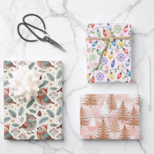 Christmas Scandinavian Botanical Wrapping Paper Sheet