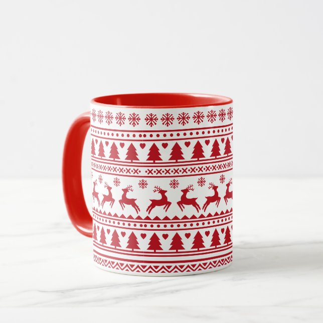 Christmas scandinavian classic pattern mug (Front Left)
