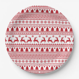 Christmas scandinavian classic pattern paper plate