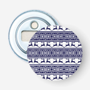 Christmas, Scandinavian Folk Blue and White Bottle Opener