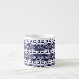 Christmas, Scandinavian Folk Blue and White Espresso Cup