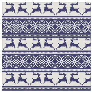 Christmas, Scandinavian Folk Blue and White Fabric