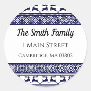 Christmas, Scandinavian Folk Blue and White Label