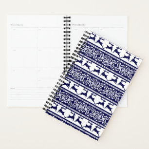 Christmas, Scandinavian Folk Blue and White Planner