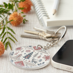 Christmas Scandinavian Geometric Minimalist Key Ring
