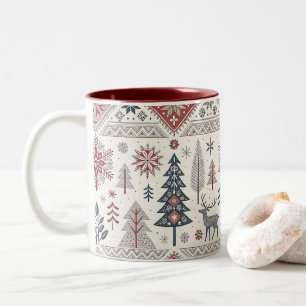 Christmas Scandinavian Geometric Minimalist Two-Tone Coffee Mug