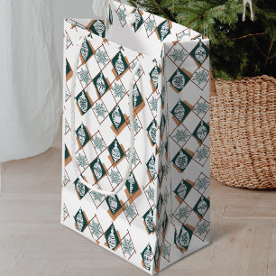 Christmas Scandinavian Holiday Snowflakes Pattern Small Gift Bag