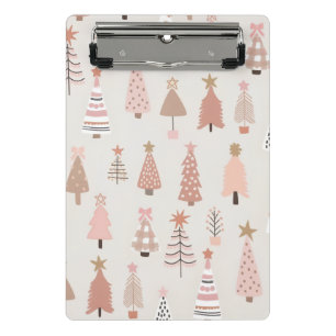 Christmas Scandinavian Pink Sapins Mini Clipboard