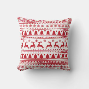Christmas scandinavian red classic pattern cushion