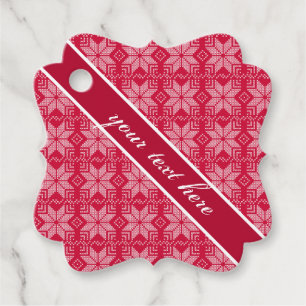 Christmas, Scandinavian, red, white, snowflakes Favour Tags