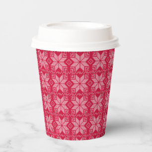 Christmas, Scandinavian, red, white, snowflakes,  Paper Cups