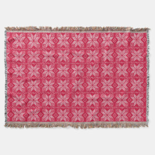 Christmas, Scandinavian, red, white, snowflakes Throw Blanket