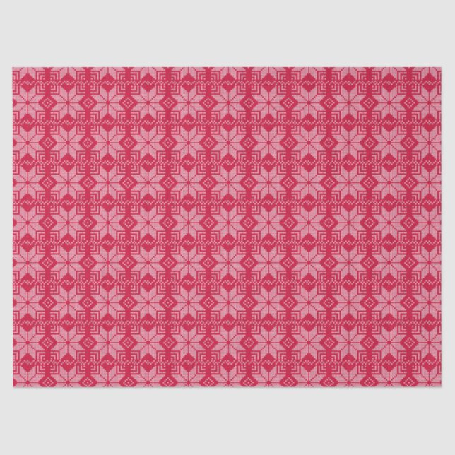 Christmas, Scandinavian, red, white, snowflakes, Tissue Paper (Front)