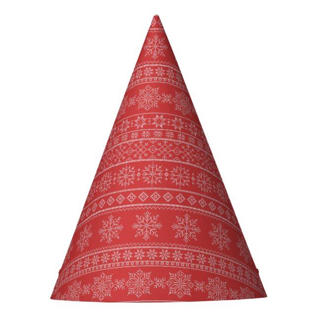 Christmas scandinavian red white xmas party hat (Front)