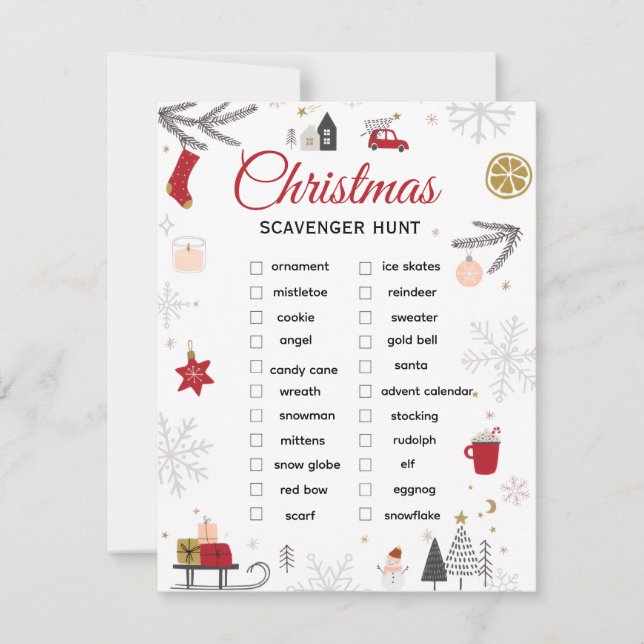 Christmas Scavenger Hunt Checklist Art Card (Front)