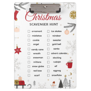 Christmas Scavenger Hunt Checklist Art Clipboard