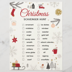 Christmas Scavenger Hunt Checklist Art Custom Letterhead