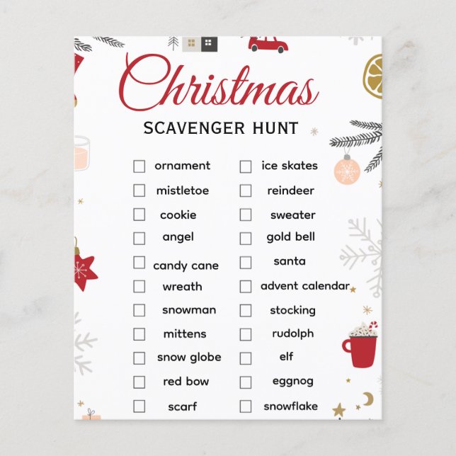 Christmas Scavenger Hunt Checklist Art Flyer (Front)