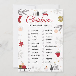 Christmas Scavenger Hunt Checklist Art Holiday Card