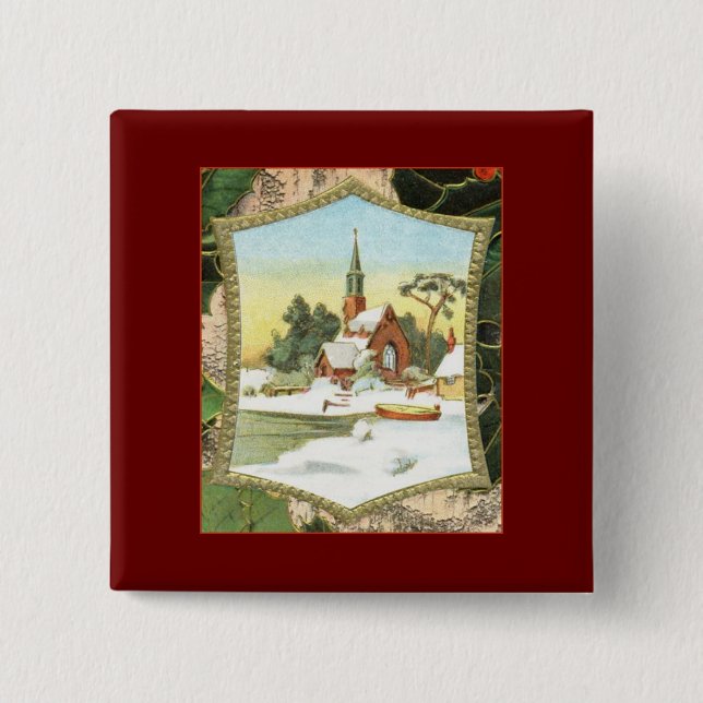 Christmas Scene 15 Cm Square Badge (Front)