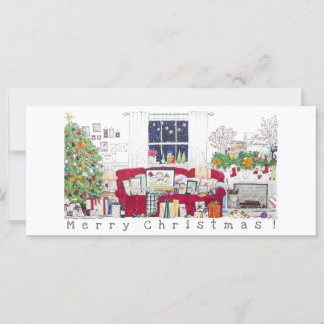 Christmas Scene at Home - Blank Card