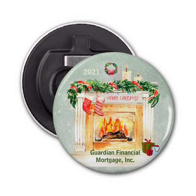 Christmas Scene Business Gift Snow Globe Effect Bottle Opener (Front)