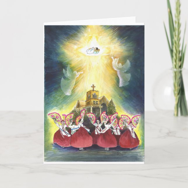 Christmas scene-Celebration of birth of Jesus Holiday Card (Front)