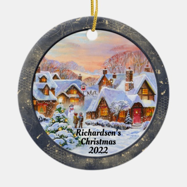 Christmas Scene  Ceramic Tree Decoration (Front)