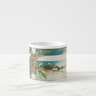 Christmas Scene Holly Snow Winter Espresso Cup
