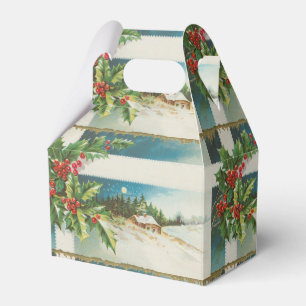 Christmas Scene Holly Snow Winter Favour Box