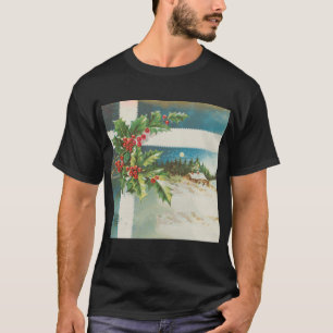 Christmas Scene Holly Snow Winter T-Shirt