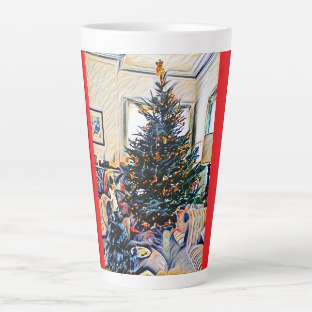 Christmas Scene Latte Mug Red (Front)