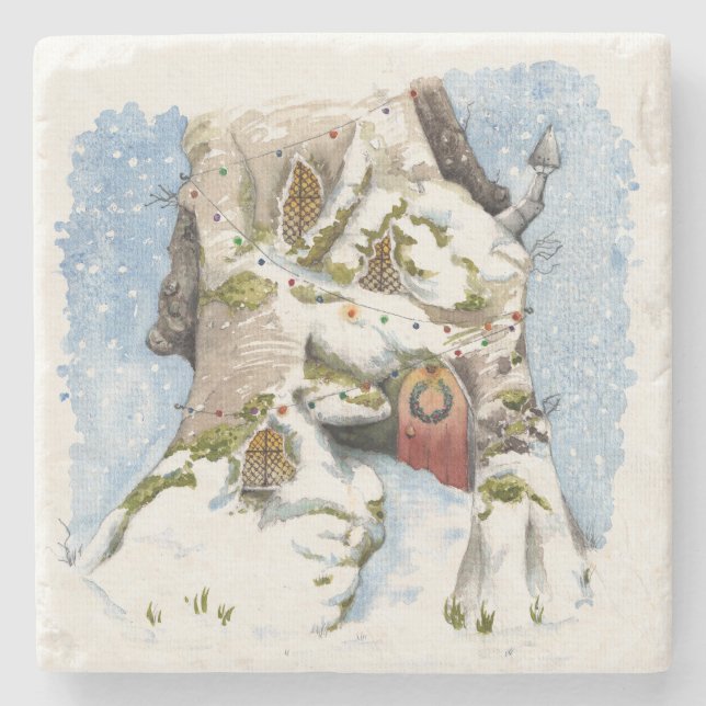 Christmas scene stone coaster (Front)