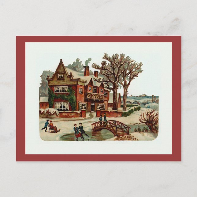 "Christmas Scene" Vintage Postcard (Front)