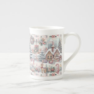Christmas Scene Wallpaper Bone China Mug