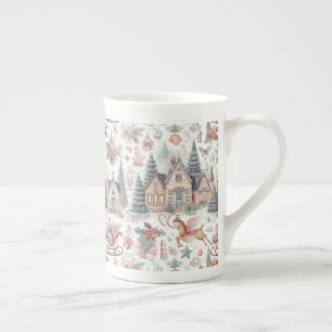 Christmas Scene Wallpaper Bone China Mug