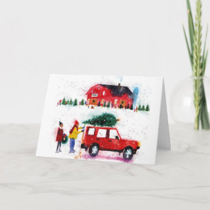 Christmas scene watercolor card
