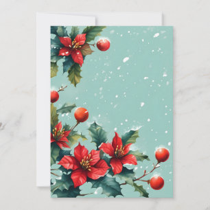 Christmas scene with red poinsettia flowers Invitation