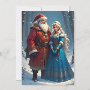 Christmas scene with Santa Claus and Snow Maiden Card