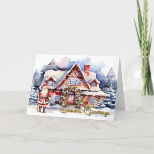 Christmas Scene With Santa Greeting Card