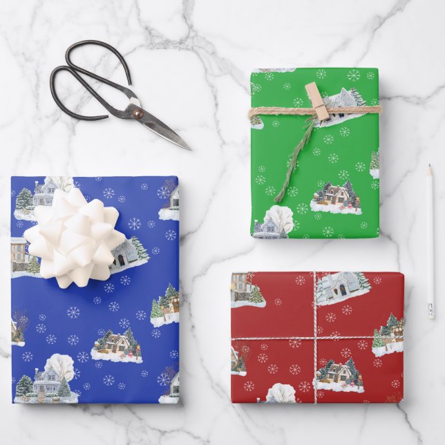 Christmas Scene Wrapping Paper Set (Front)