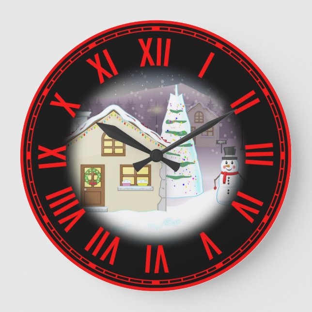 Christmas Scenery Large Clock (Front)