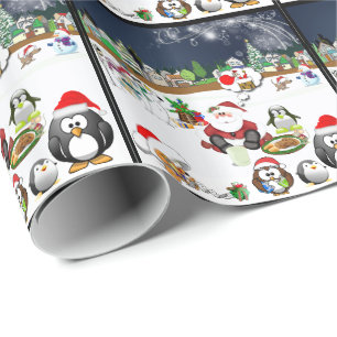 Christmas scenes wrapping paper