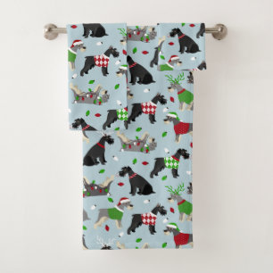 Christmas Schnauzer Bath Towel Set